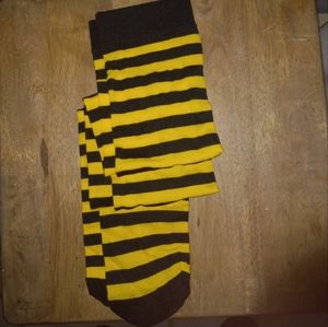 1 pair yellow and black striped thigh high tights